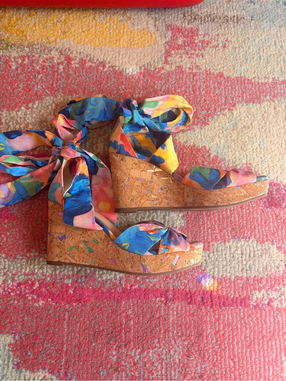 IMPO Omyra Lace Up Wedge Sandals - Women’s 6 - Multicolor Floral
